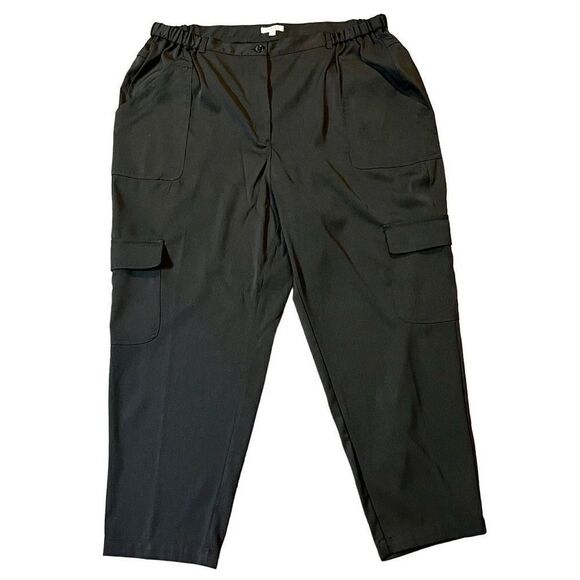 Max Studio Black Dress Twill Cargo Pants 2X - Picture 1 of 12